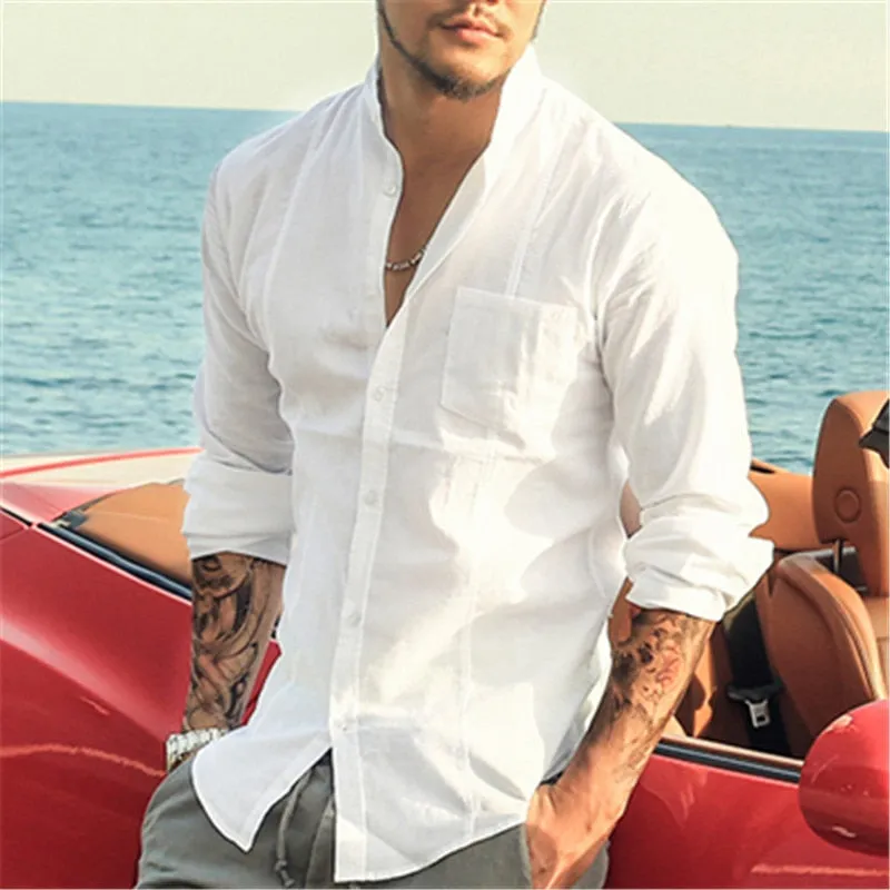 Spring Casual Linen Long Sleeve Shirt #S285