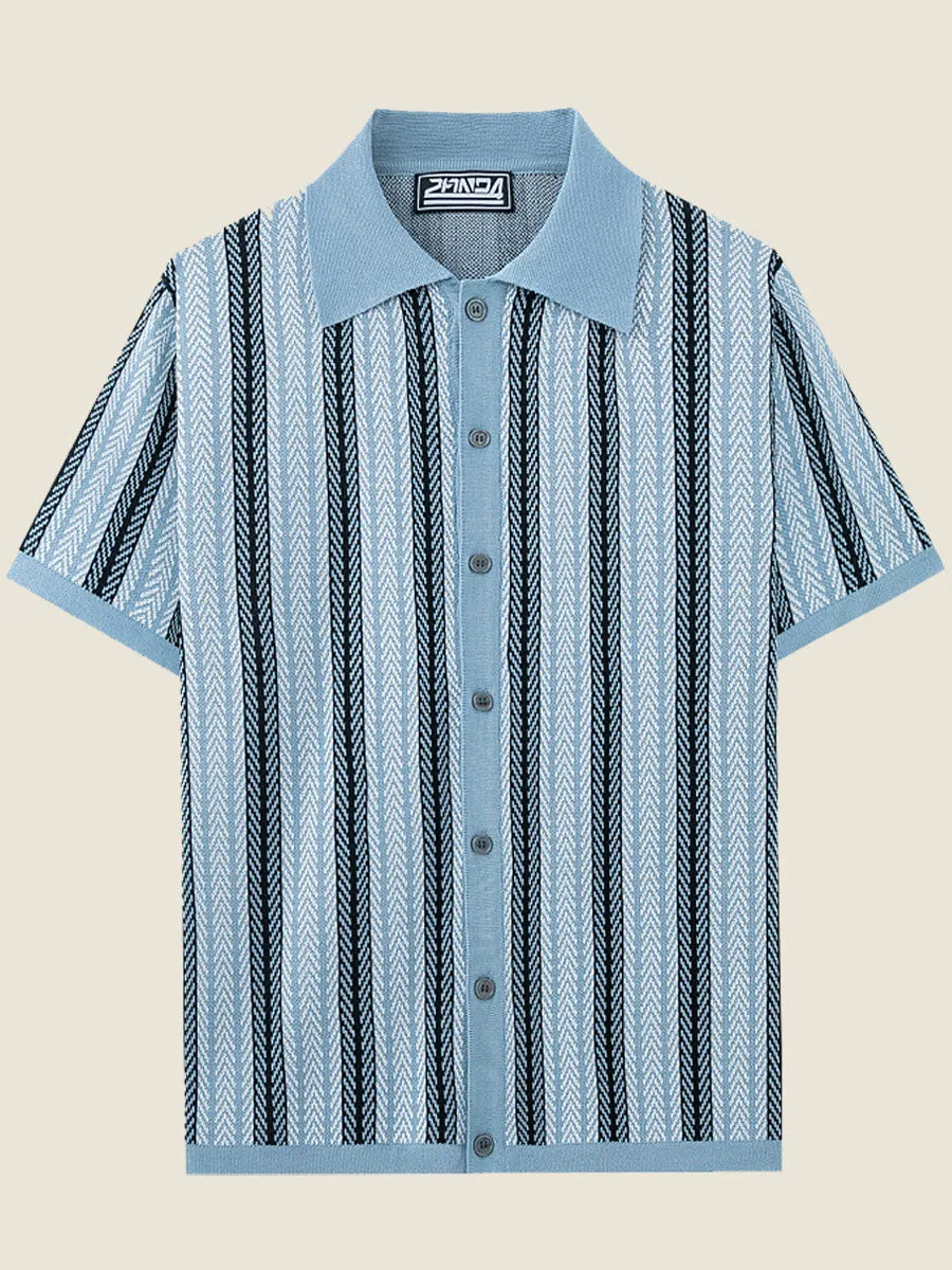 Striped Short Sleeve Sweater Polo