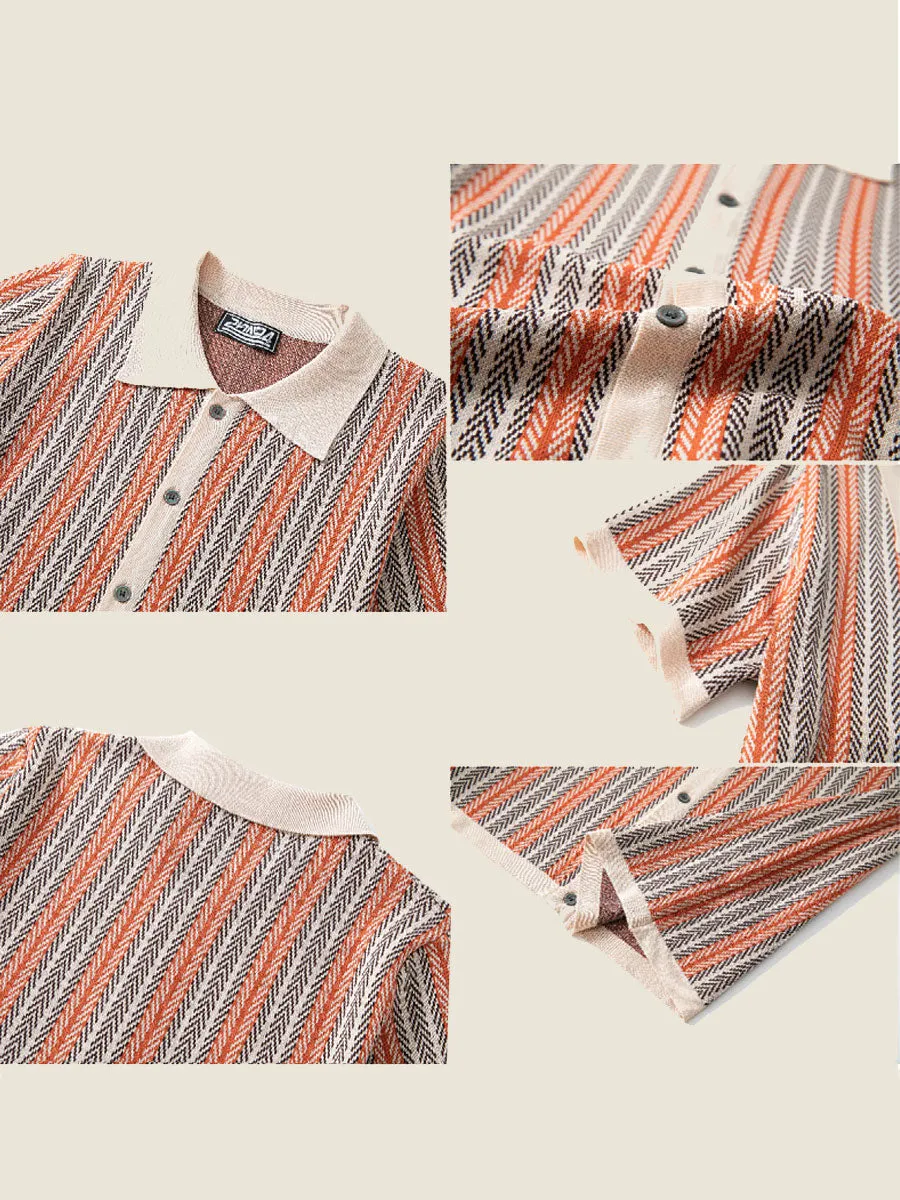Striped Short Sleeve Sweater Polo
