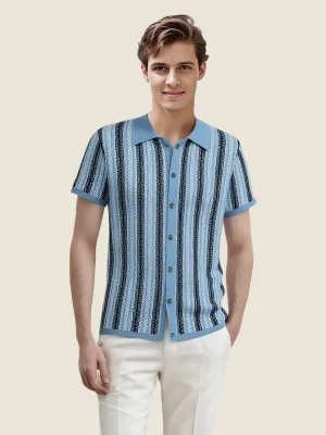 Striped Short Sleeve Sweater Polo