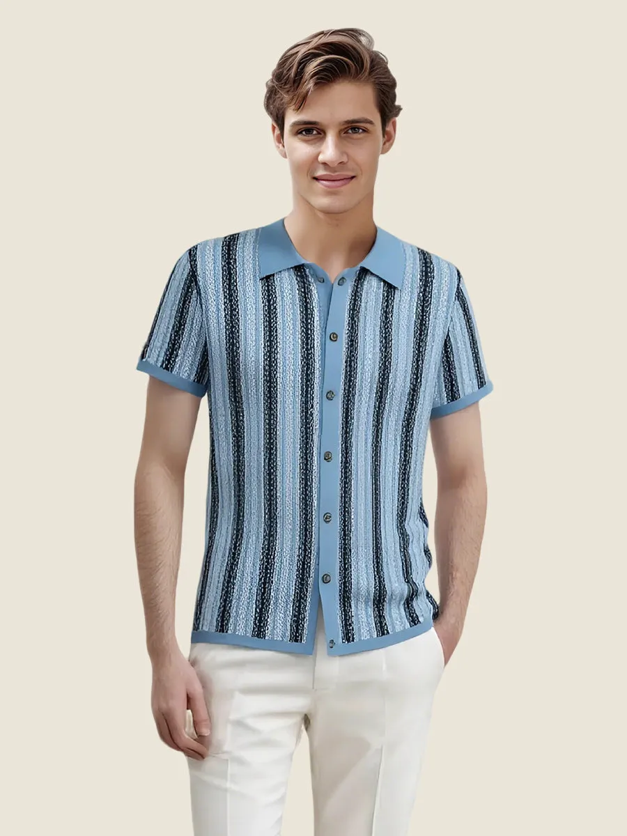 Striped Short Sleeve Sweater Polo