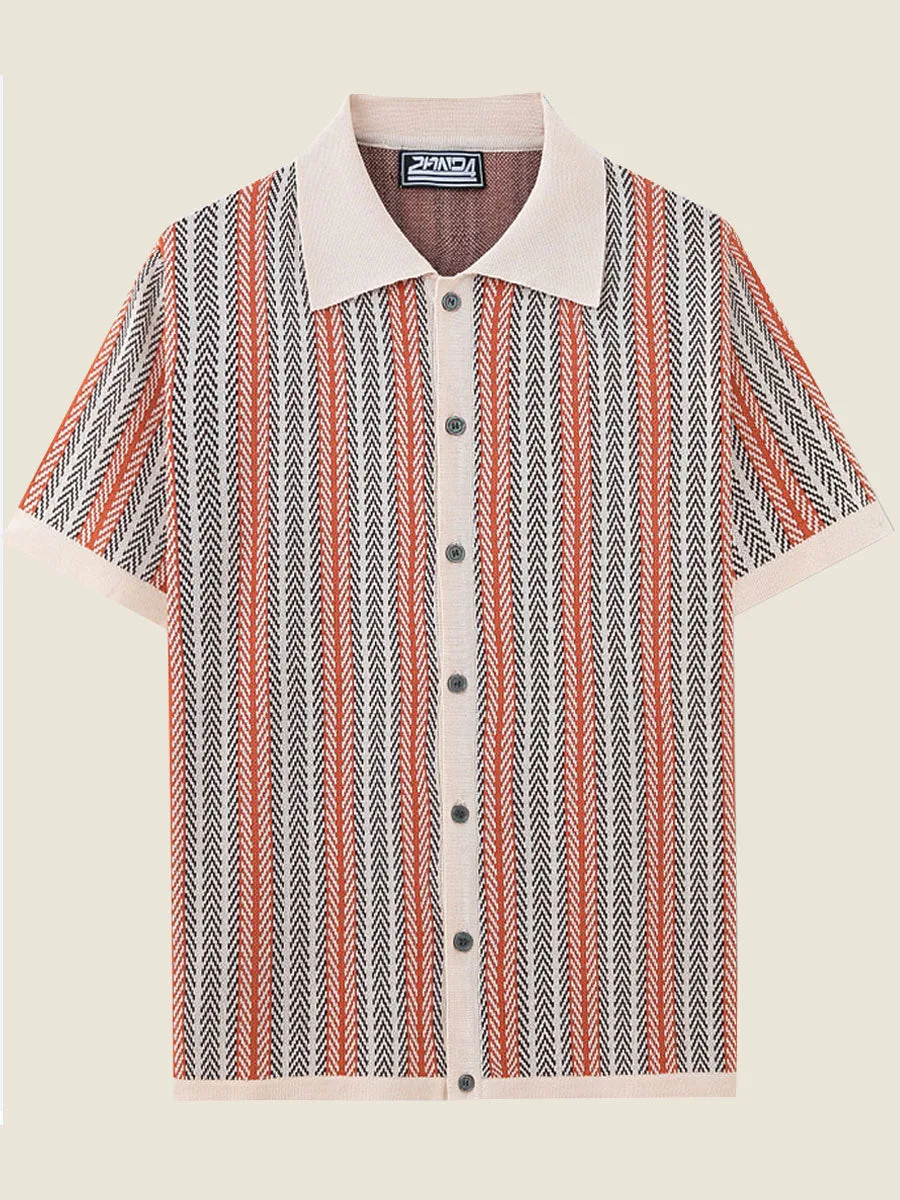 Striped Short Sleeve Sweater Polo