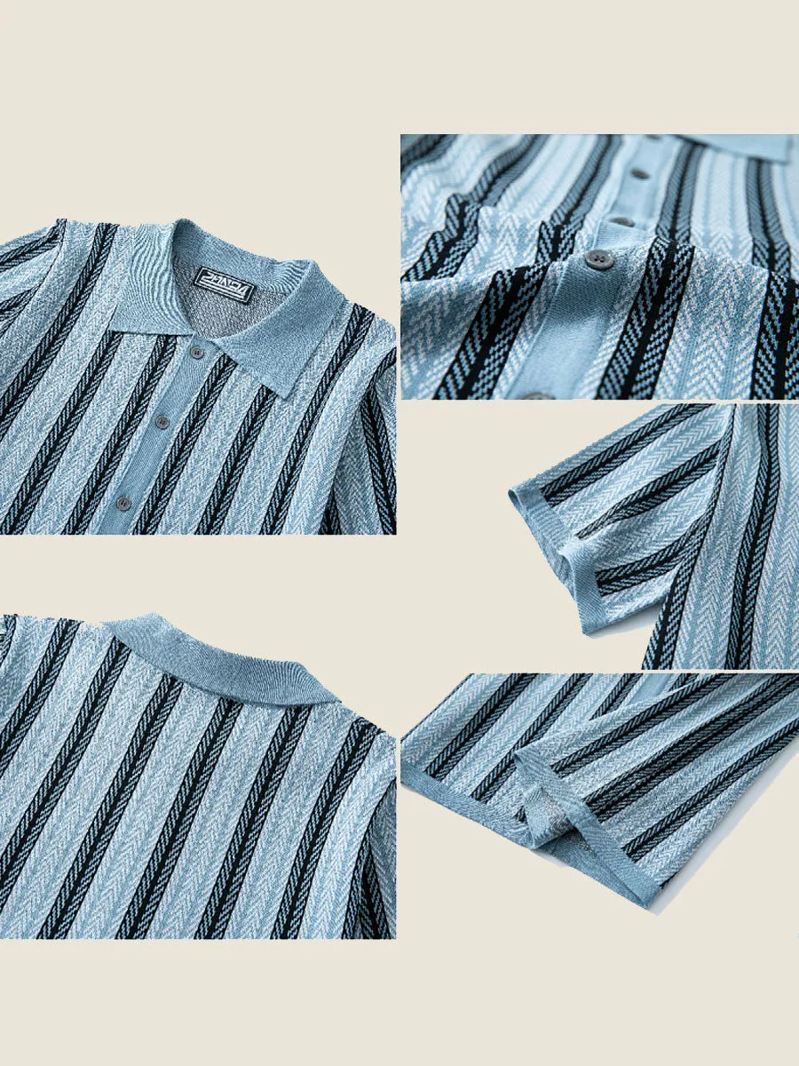 Striped Short Sleeve Sweater Polo