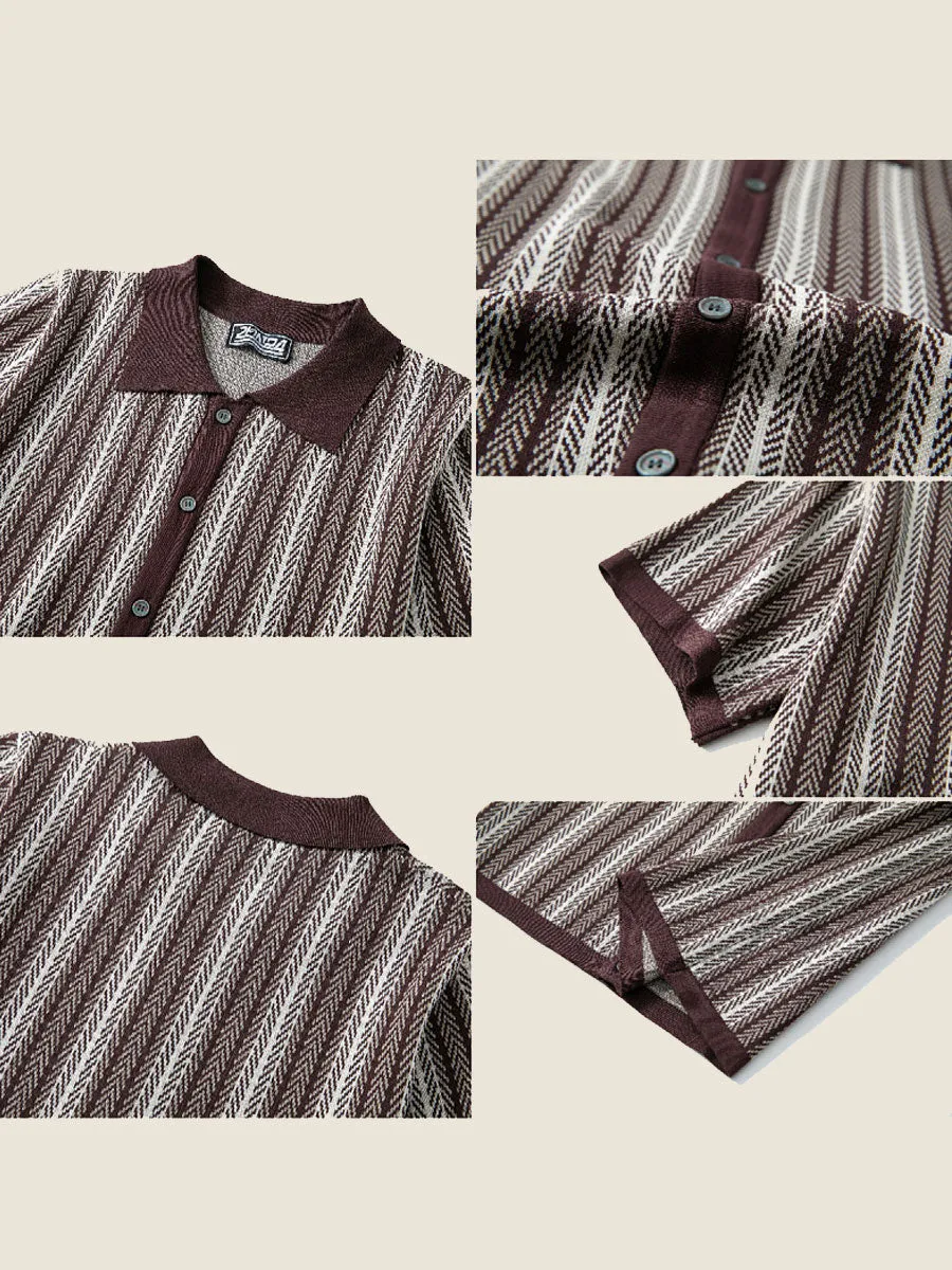 Striped Short Sleeve Sweater Polo