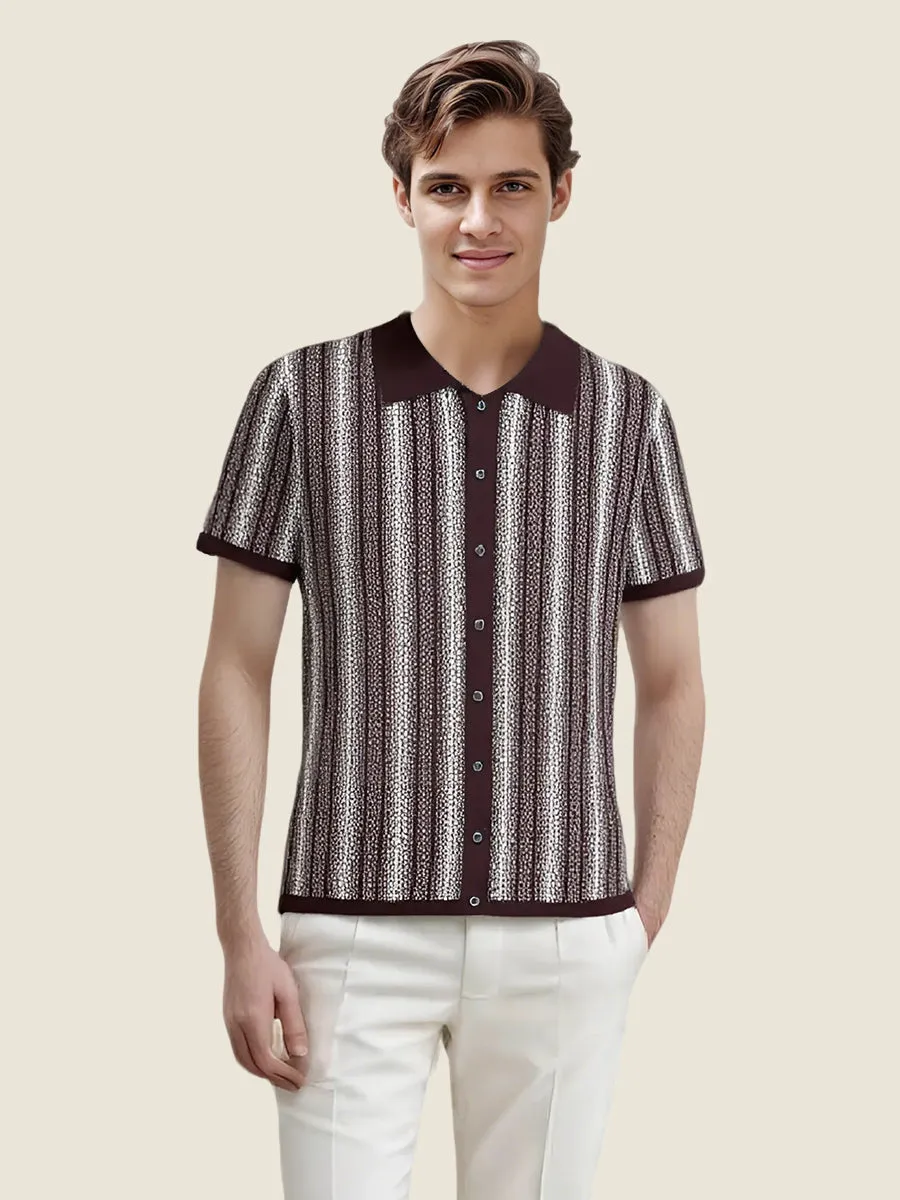 Striped Short Sleeve Sweater Polo
