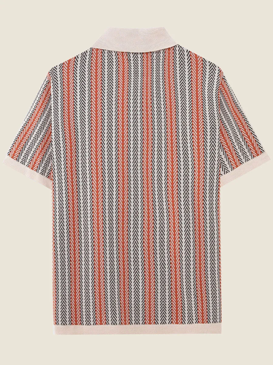 Striped Short Sleeve Sweater Polo