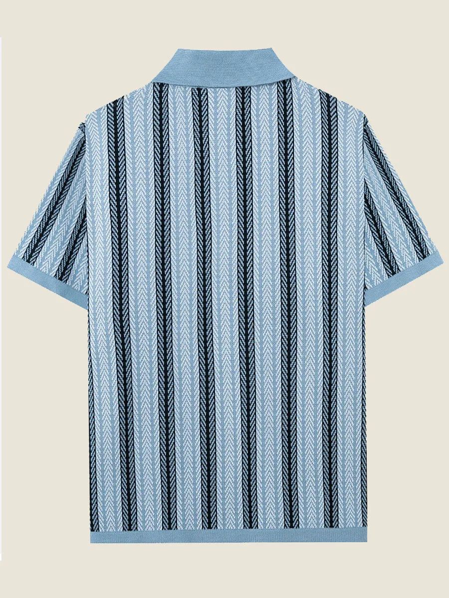 Striped Short Sleeve Sweater Polo