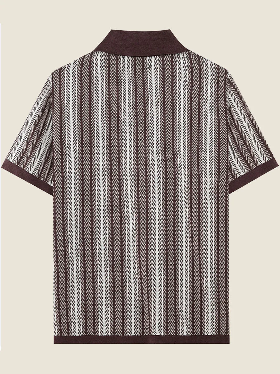 Striped Short Sleeve Sweater Polo