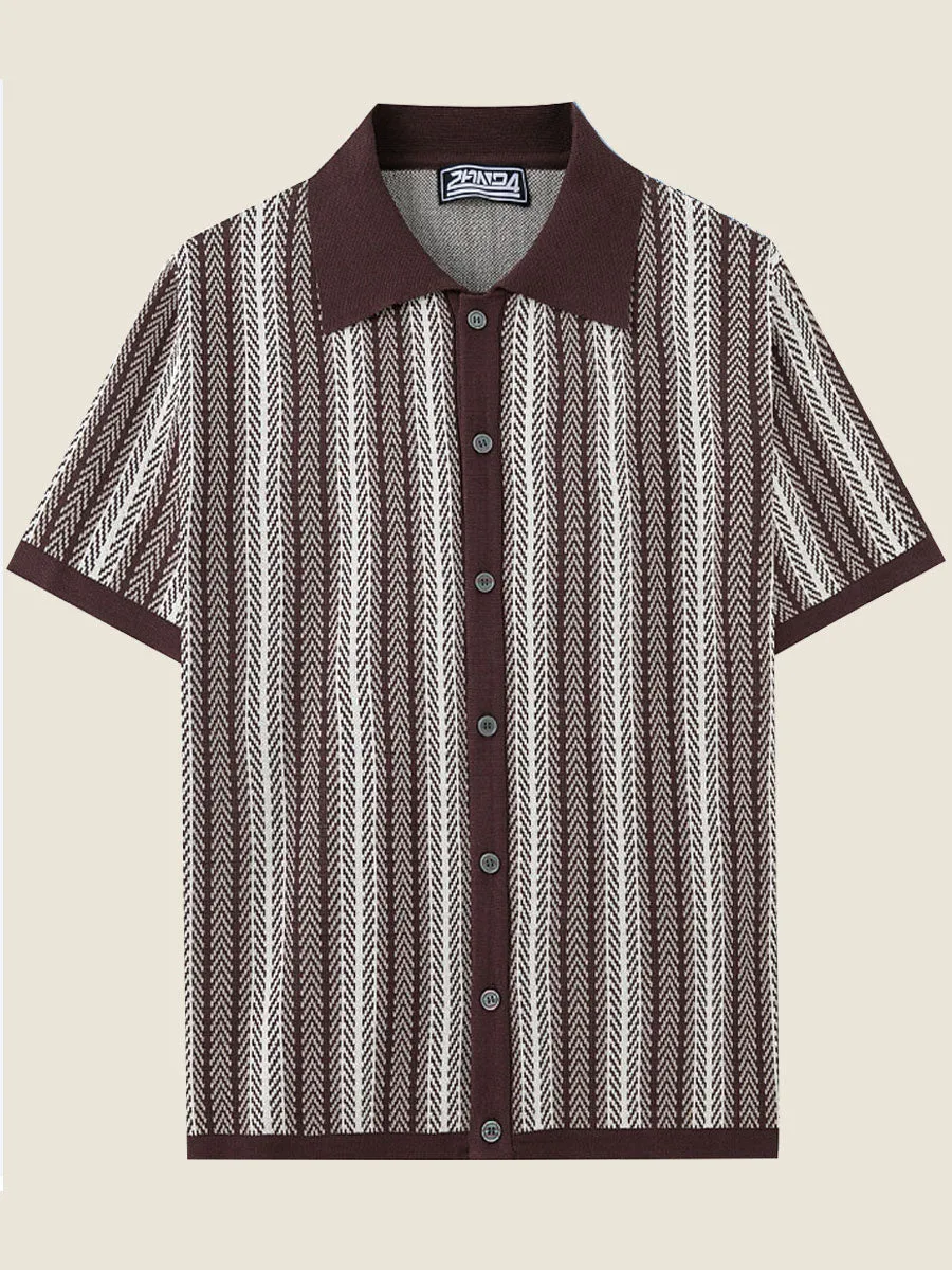 Striped Short Sleeve Sweater Polo