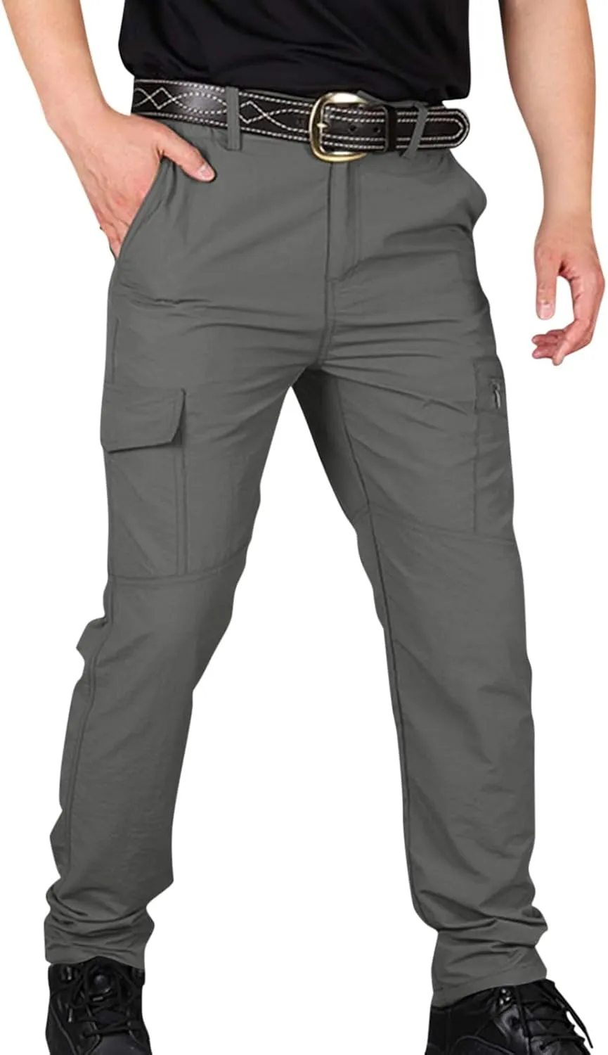 Tactic Pants for Men Hiking Water Resistant Ripstop Flex Cargo Pants Multi Pockets Outdoor Lightweight Trousers