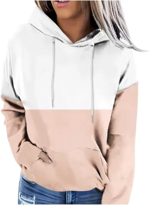 TANGNADE Women's Fall Hoodies Casual Trendy Long Sleeve Sweatshirt Drawstring Hooded Pullover Tops Pocket Workout Blouse