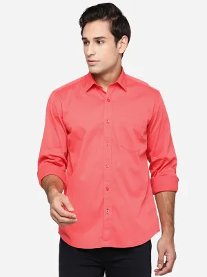 Tomoto Red Solid Slim Fit Casual Shirt | JadeBlue