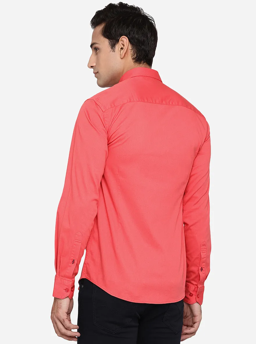 Tomoto Red Solid Slim Fit Casual Shirt | JadeBlue