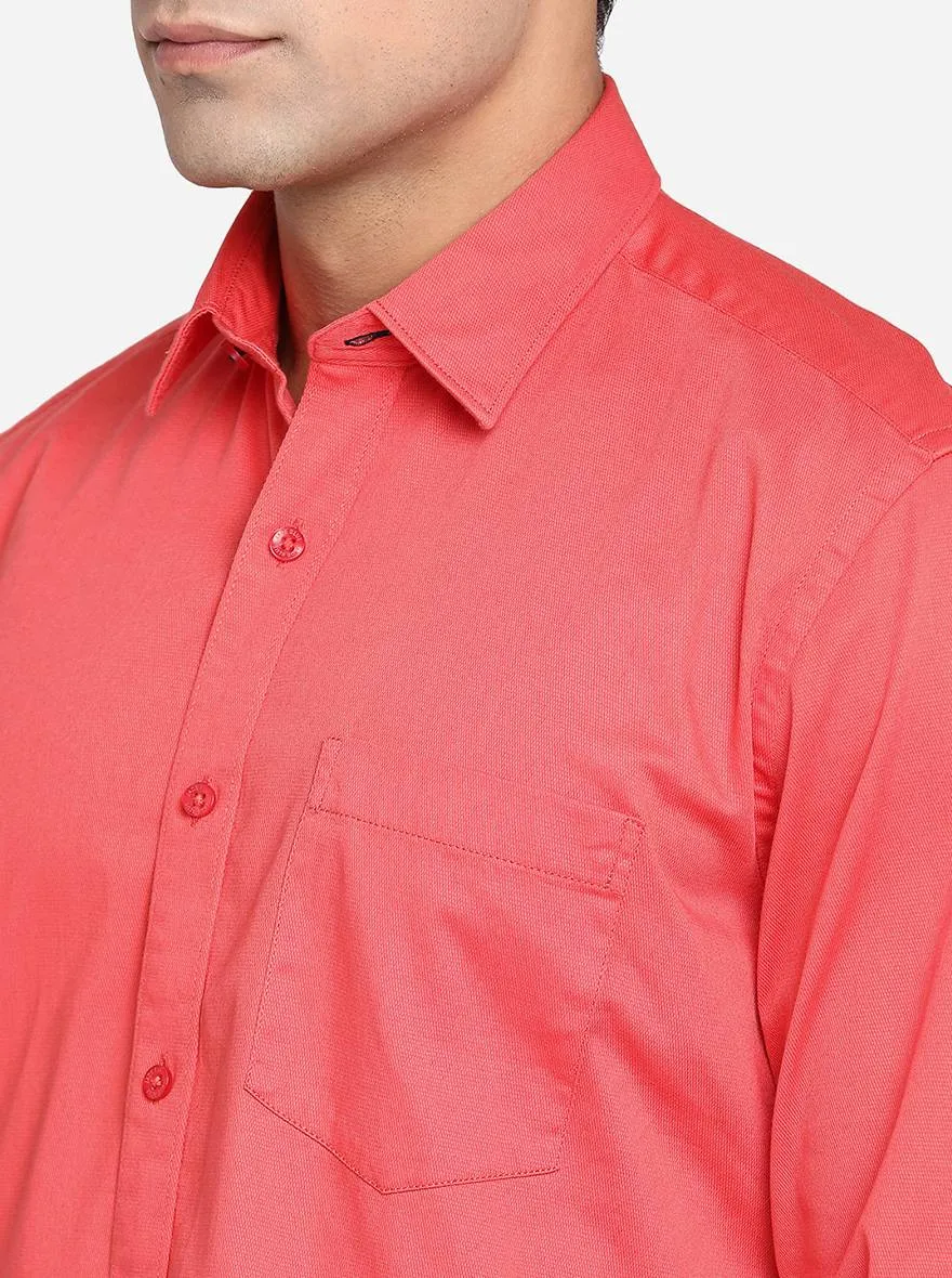 Tomoto Red Solid Slim Fit Casual Shirt | JadeBlue