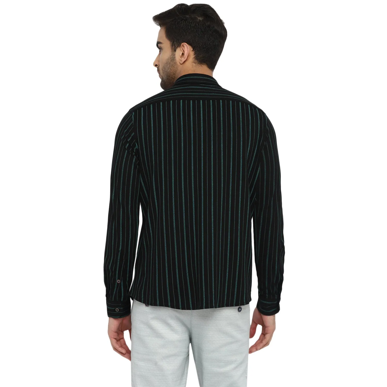 Turtle Men Black Cotton Printed Ultra Slim Fit Shirts