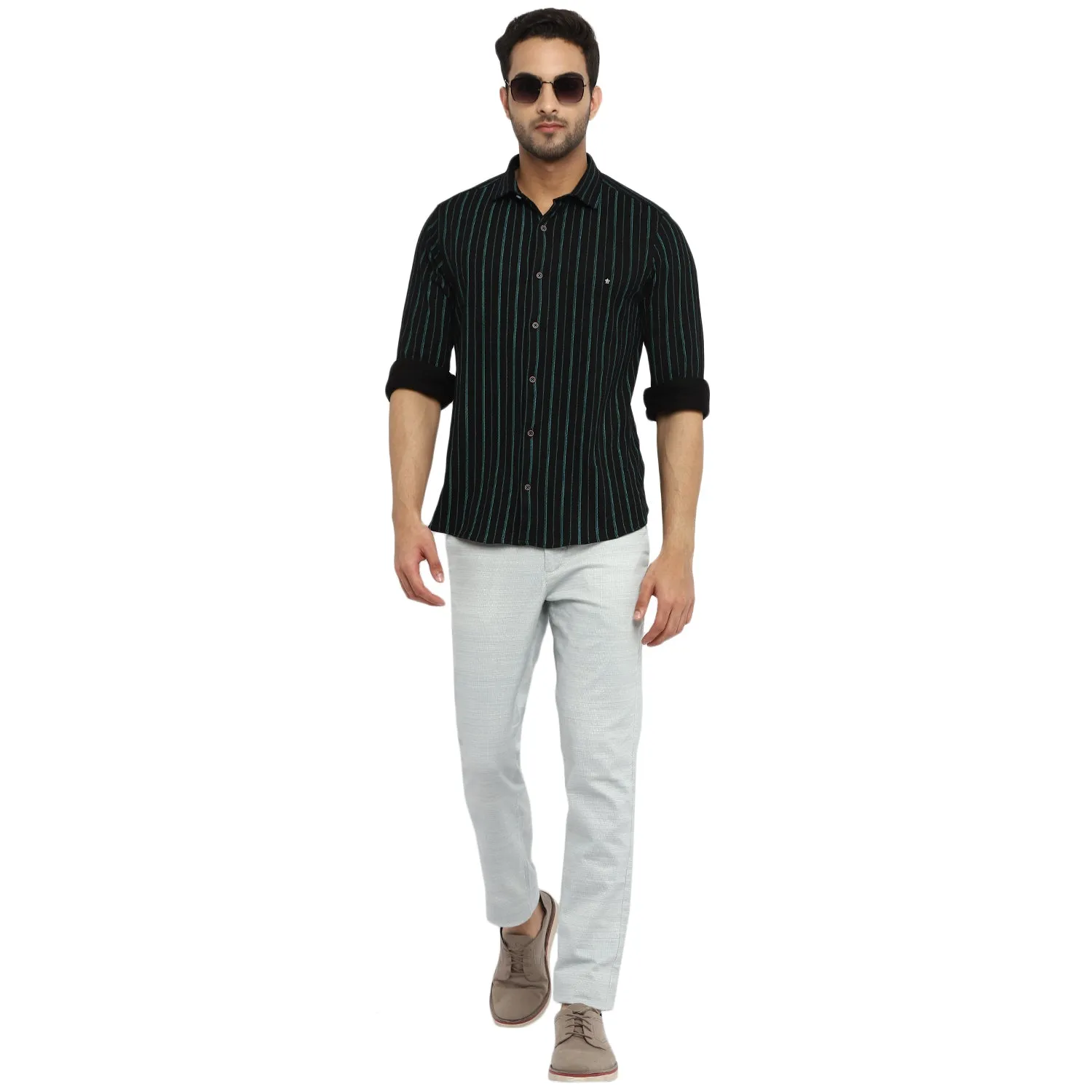 Turtle Men Black Cotton Printed Ultra Slim Fit Shirts