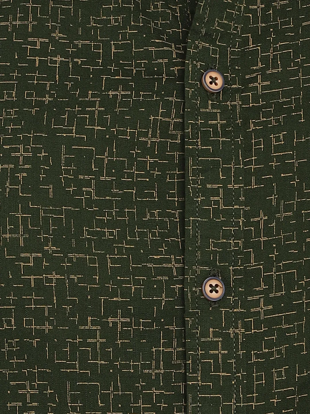 Turtle Men Olive Cotton Printed Slim Fit Shirts