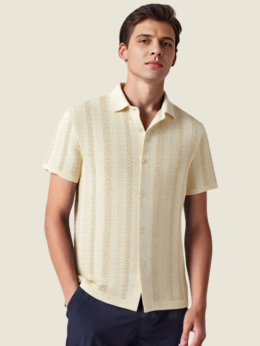 Vertical Textured Short Sleeve Polo