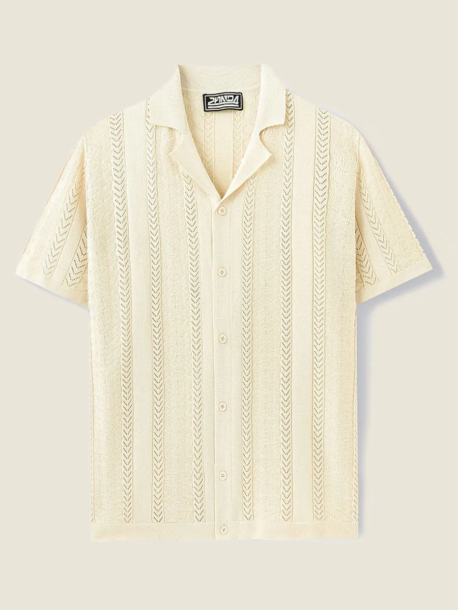 Vertical Textured Short Sleeve Polo
