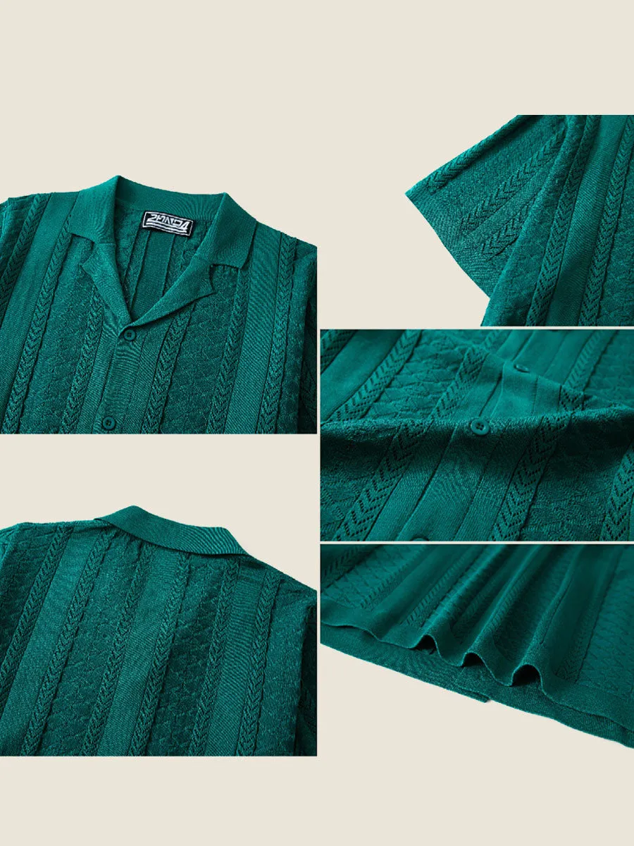 Vertical Textured Short Sleeve Polo