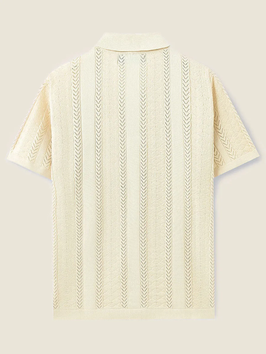 Vertical Textured Short Sleeve Polo