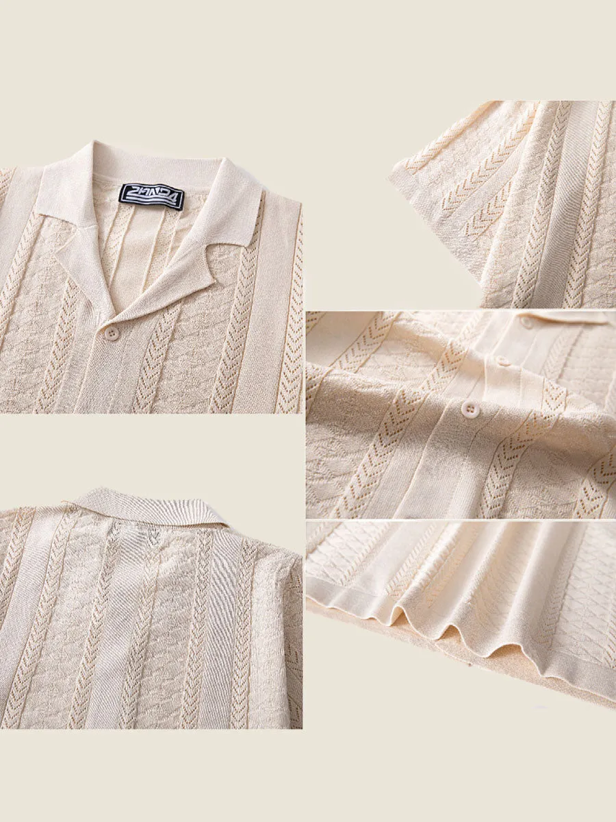 Vertical Textured Short Sleeve Polo