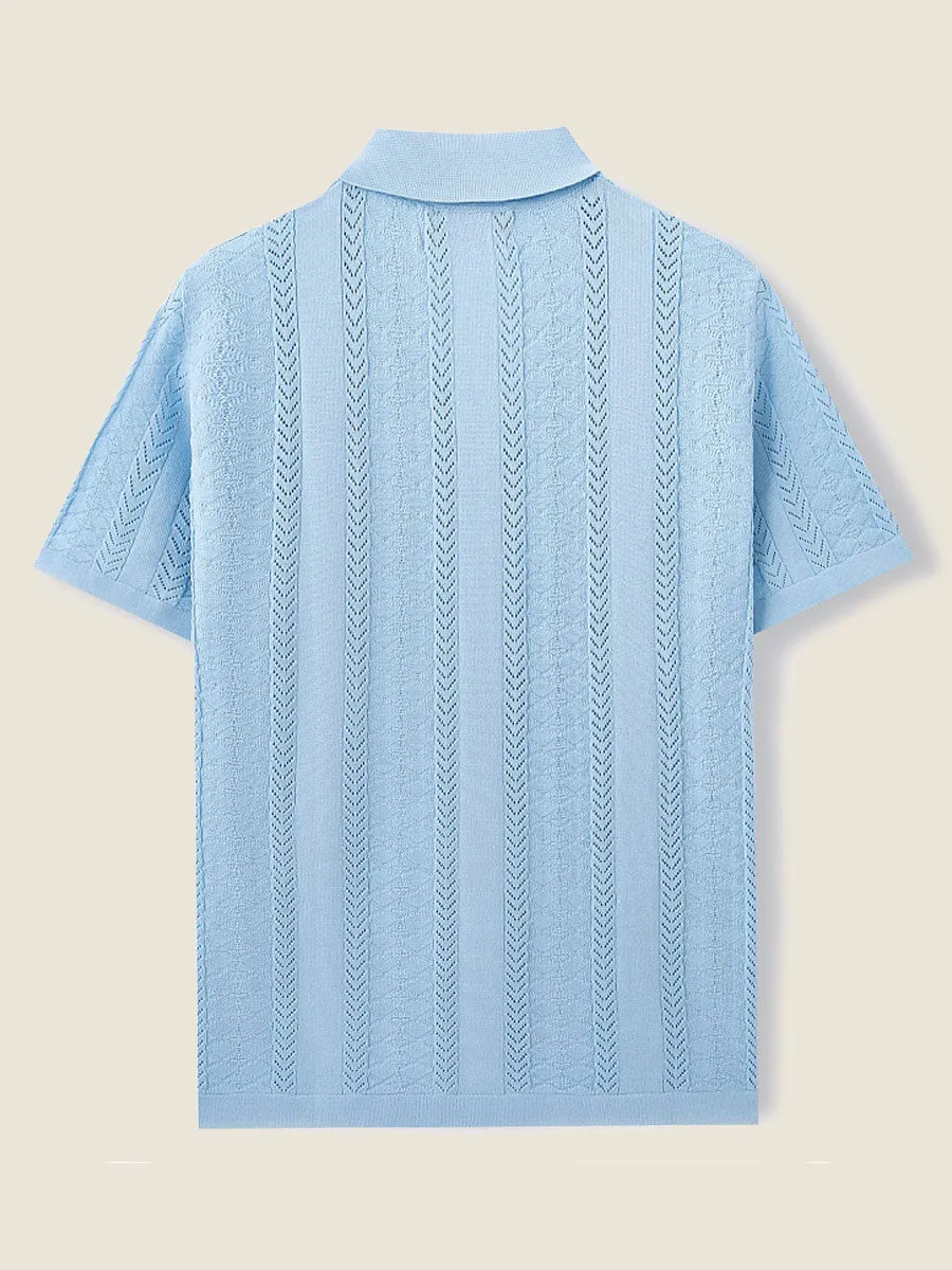 Vertical Textured Short Sleeve Polo