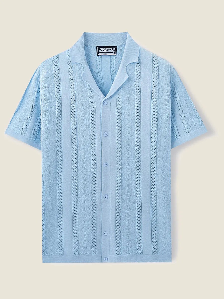 Vertical Textured Short Sleeve Polo