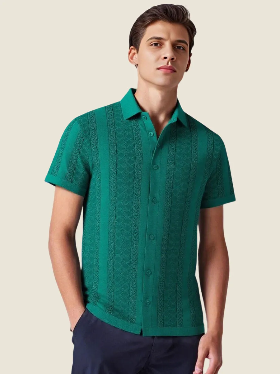 Vertical Textured Short Sleeve Polo