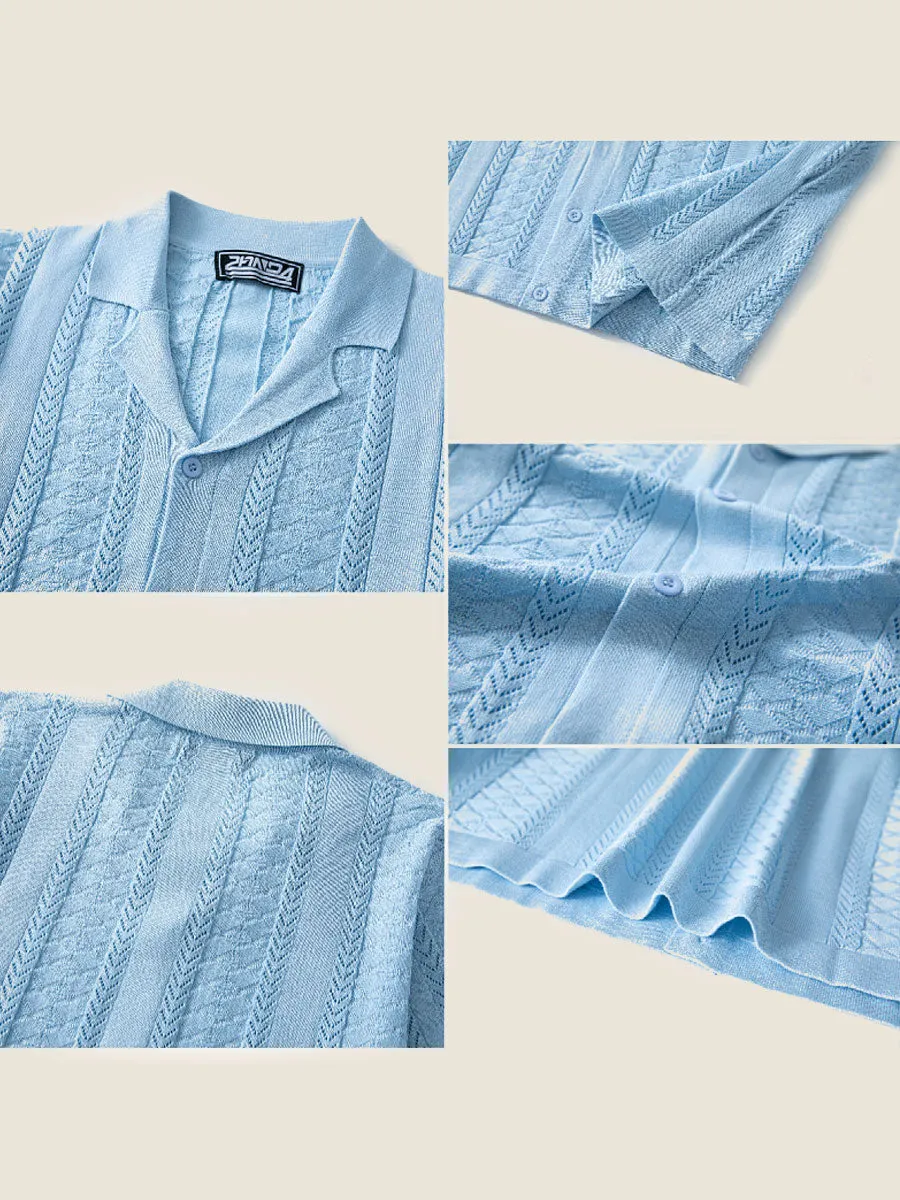 Vertical Textured Short Sleeve Polo