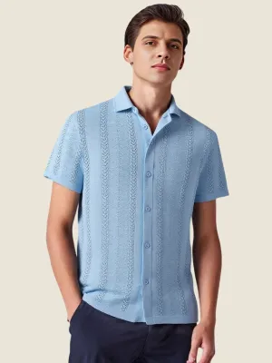 Vertical Textured Short Sleeve Polo