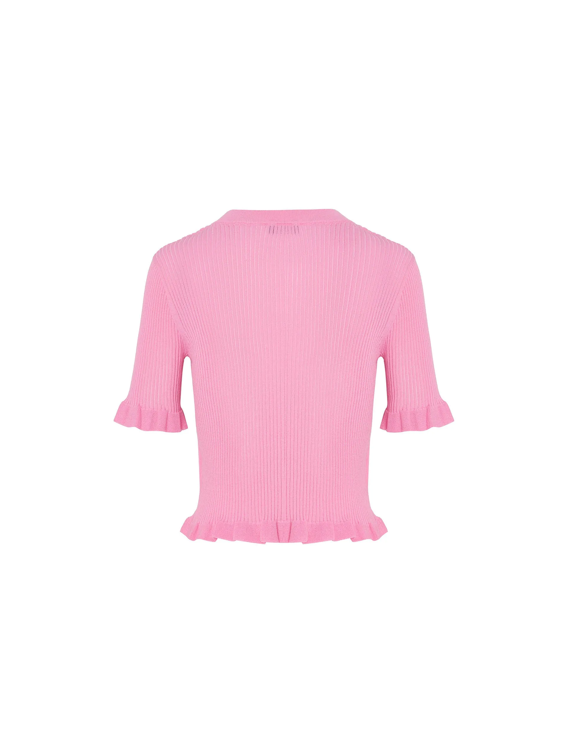 Wavy Trim Knit Cardigan