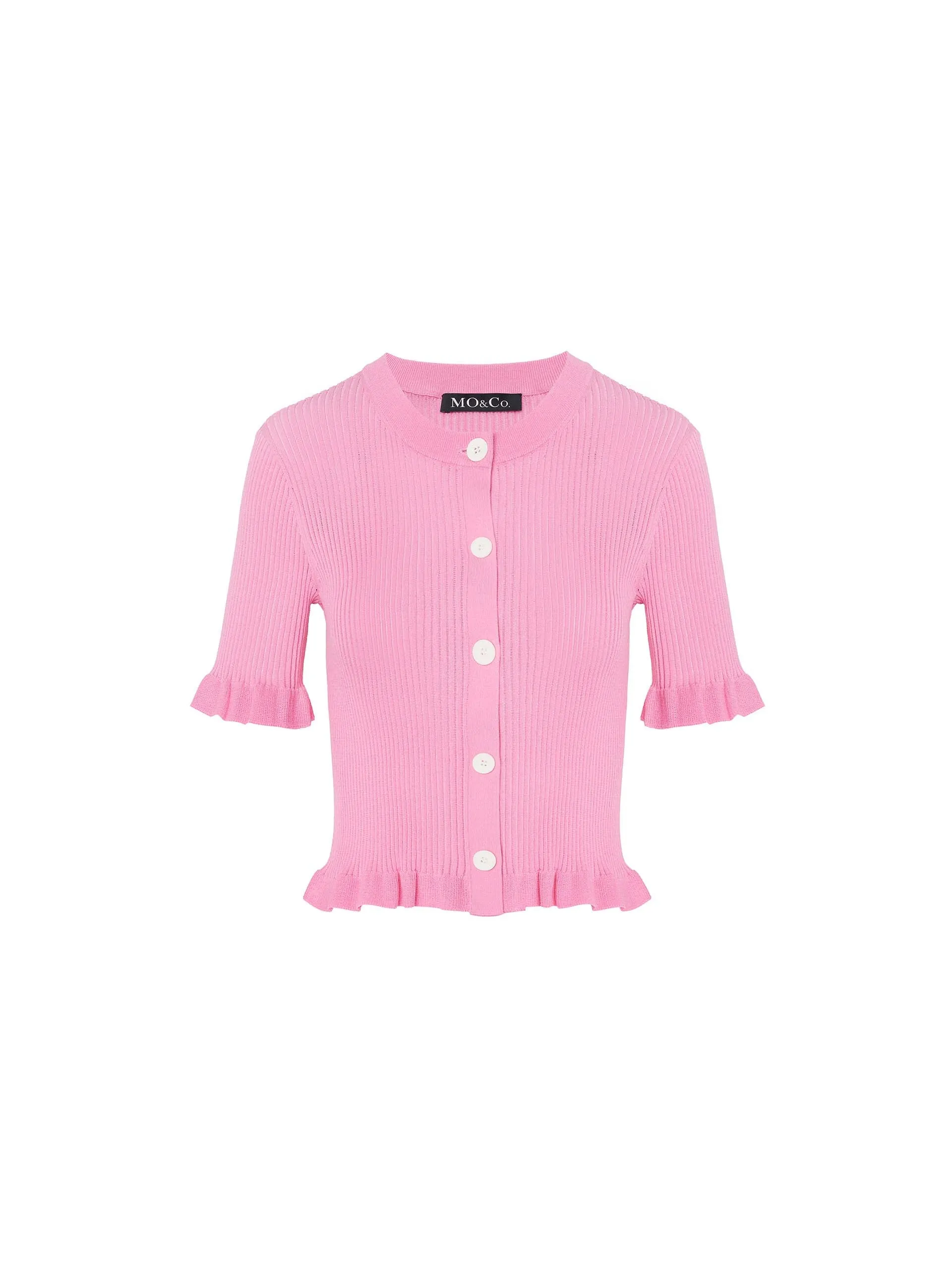 Wavy Trim Knit Cardigan
