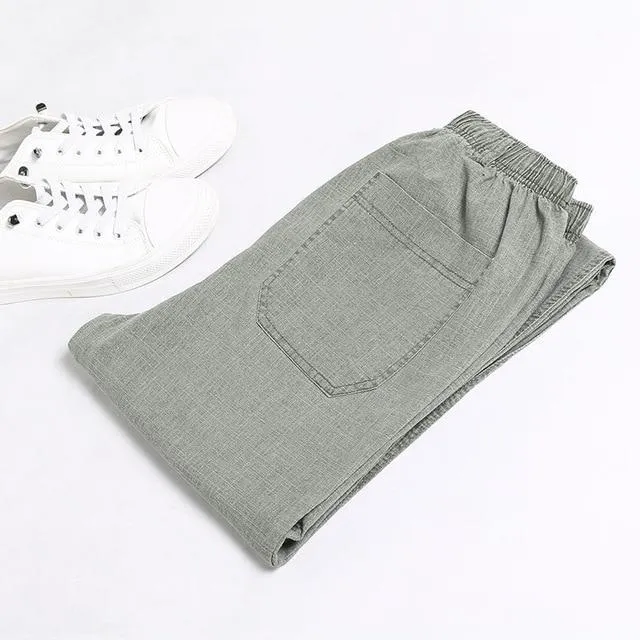 West Louis Thin Elastic Waist Linen Summer Pants