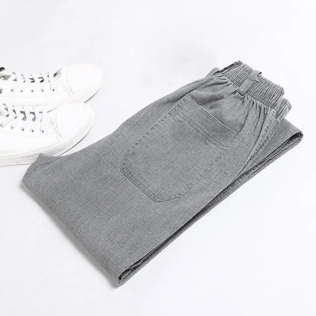 West Louis Thin Elastic Waist Linen Summer Pants