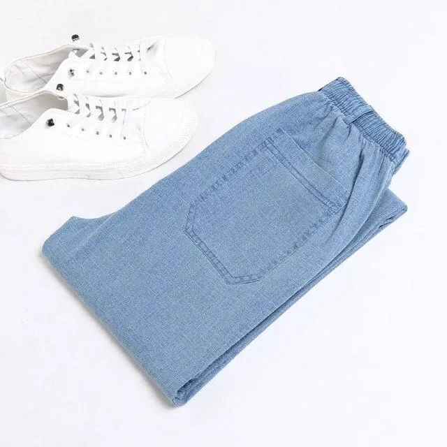 West Louis Thin Elastic Waist Linen Summer Pants