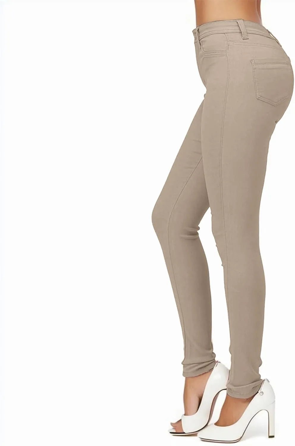 Women High Waisted Solid Color Pants Skinny Ripped Distressed Jeans Long Stretch Grocery Running Pants