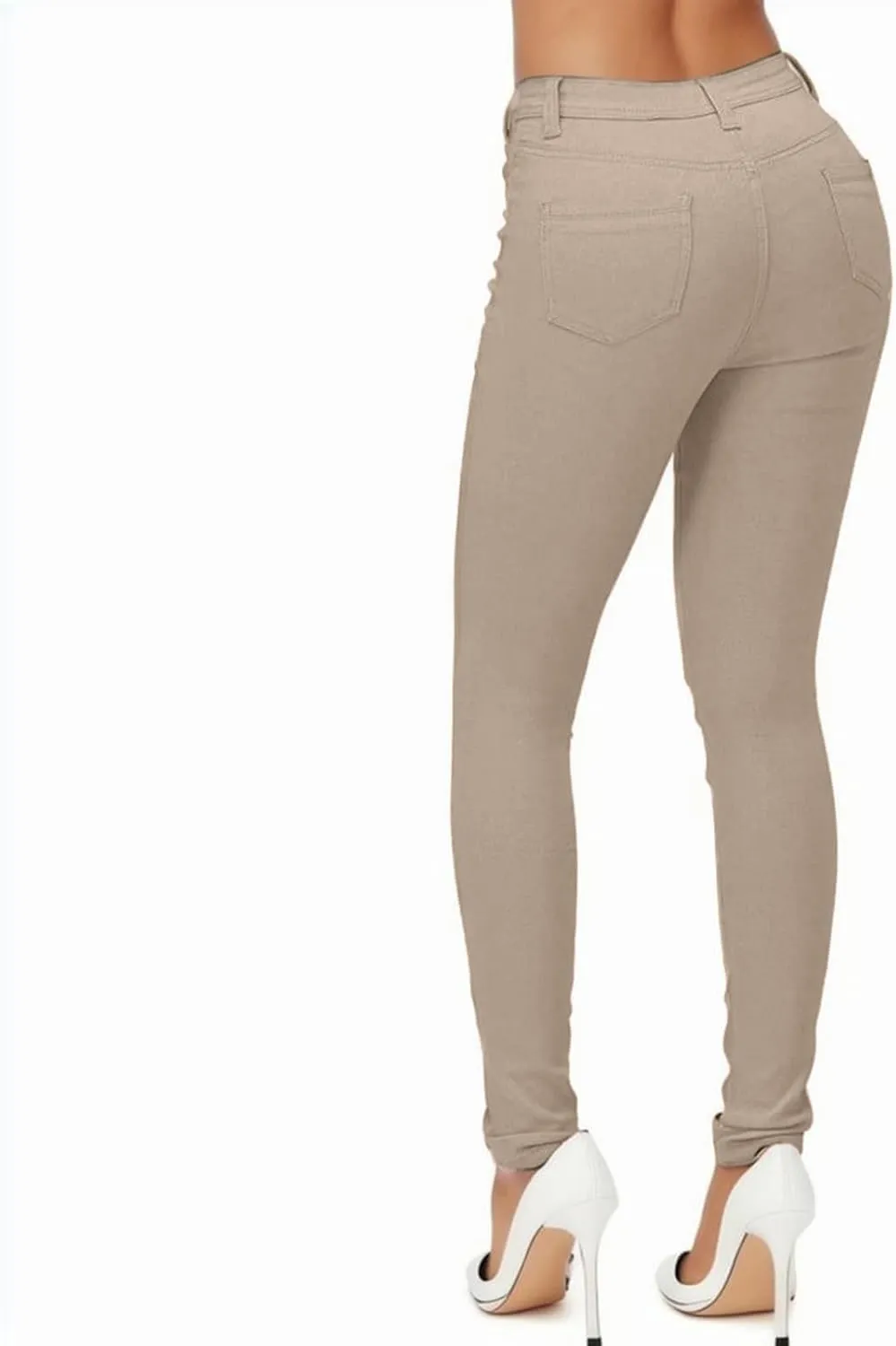 Women High Waisted Solid Color Pants Skinny Ripped Distressed Jeans Long Stretch Grocery Running Pants