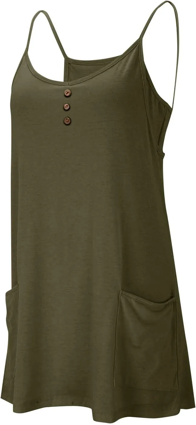 Women Summer Mini Dress Sleeveles Athletic Dress with Shorts Casual Sundress Comfy Loose Tennis Dress with Pockets