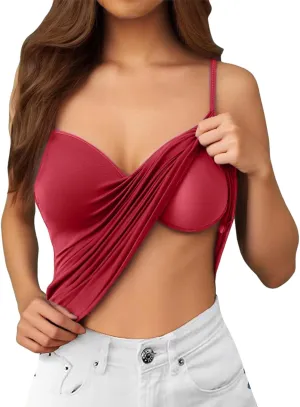 Women's Built-in Bra Tank Top - Soft Cotton Stretchy Cami with 2025 New Shelf Bra Support, Seamless Layering Undershirts