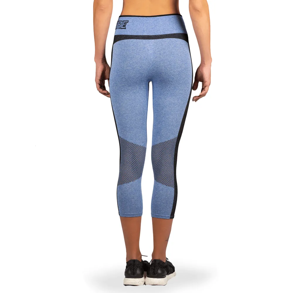 Women's Compression Mesh Capri Leggings - Blue