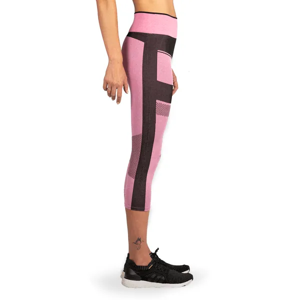 Women's Compression Mesh Capri run Leggings - Pink