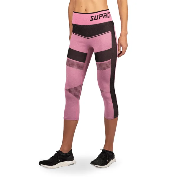 Women's Compression Mesh Capri run Leggings - Pink
