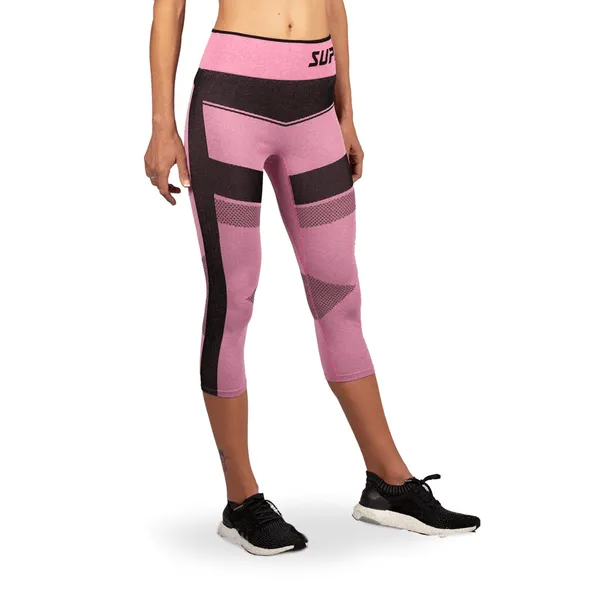 Women's Compression Mesh Capri run Leggings - Pink