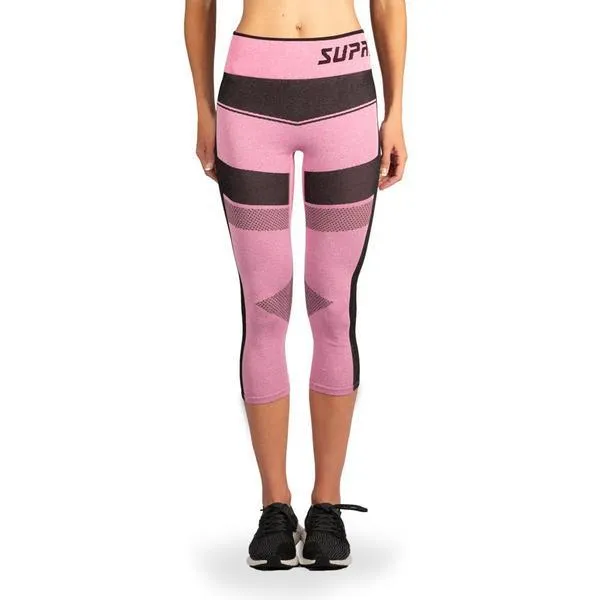 Women's Compression Mesh Capri run Leggings - Pink