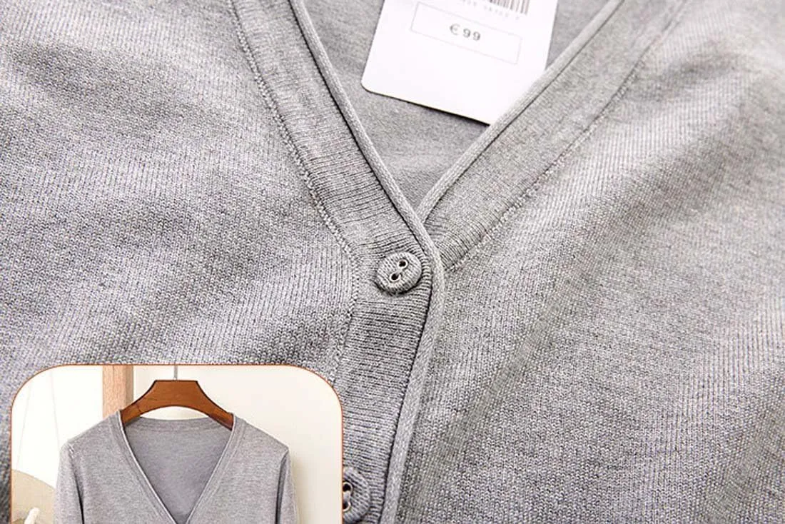 Womens V-Neck Button Down Long Sleeve Crew Neck Soft Classic Basic Knit Cardigan Sweater