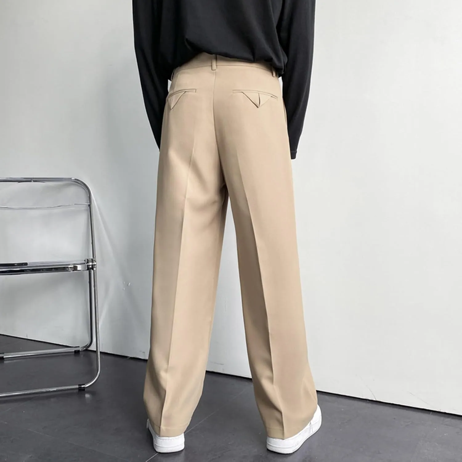 Ymosrh Men's Pants Business Casual Pants Loose Solid Color Pleated Dress Pants Trousers Mens, 32-38