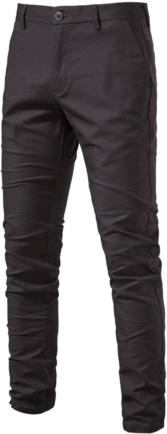 Ymosrh Men's Pants Chinos Slim Fit Stretch Flat-Front Skinny Dress Pants, 30-38