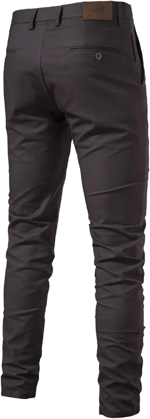 Ymosrh Men's Pants Chinos Slim Fit Stretch Flat-Front Skinny Dress Pants, 30-38