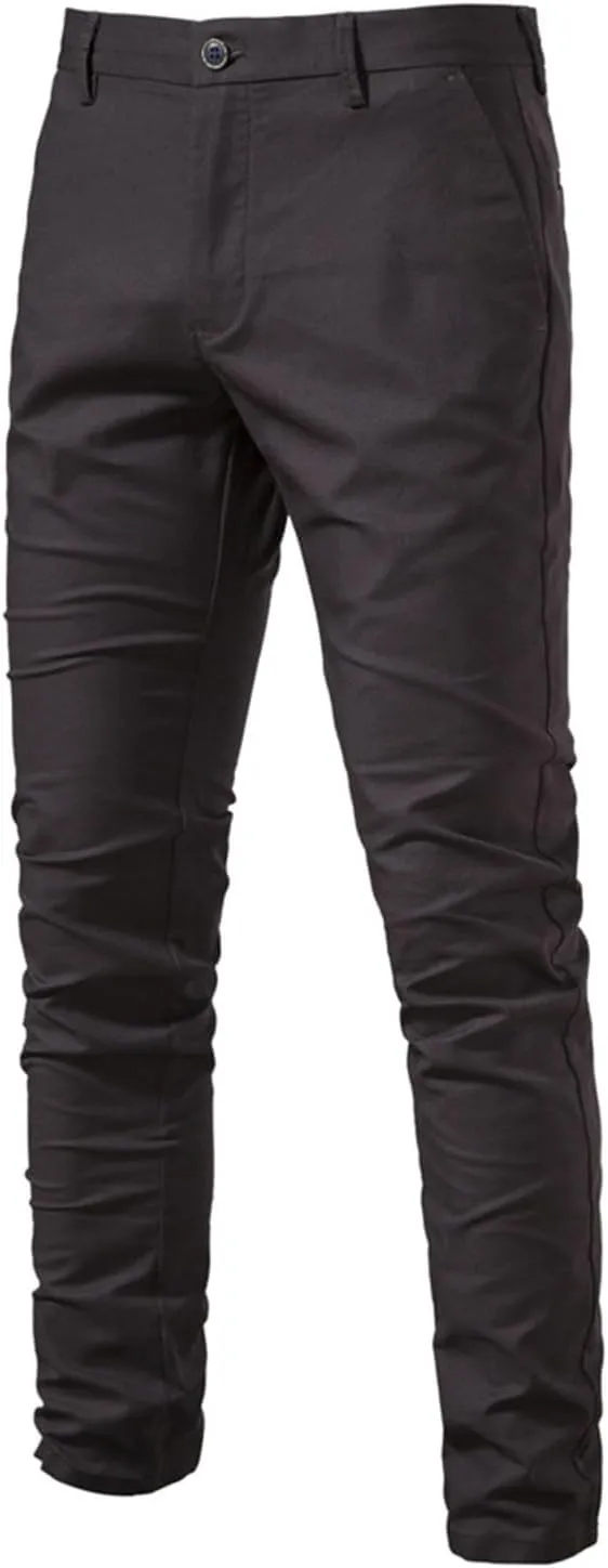 Ymosrh Men's Pants Chinos Slim Fit Stretch Flat-Front Skinny Dress Pants, 30-38